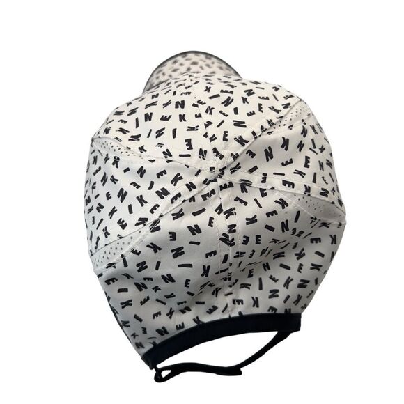 RARE Nike FeatherLight All Over Spellout Letters Black White Hat Cap - Picture 3 of 9